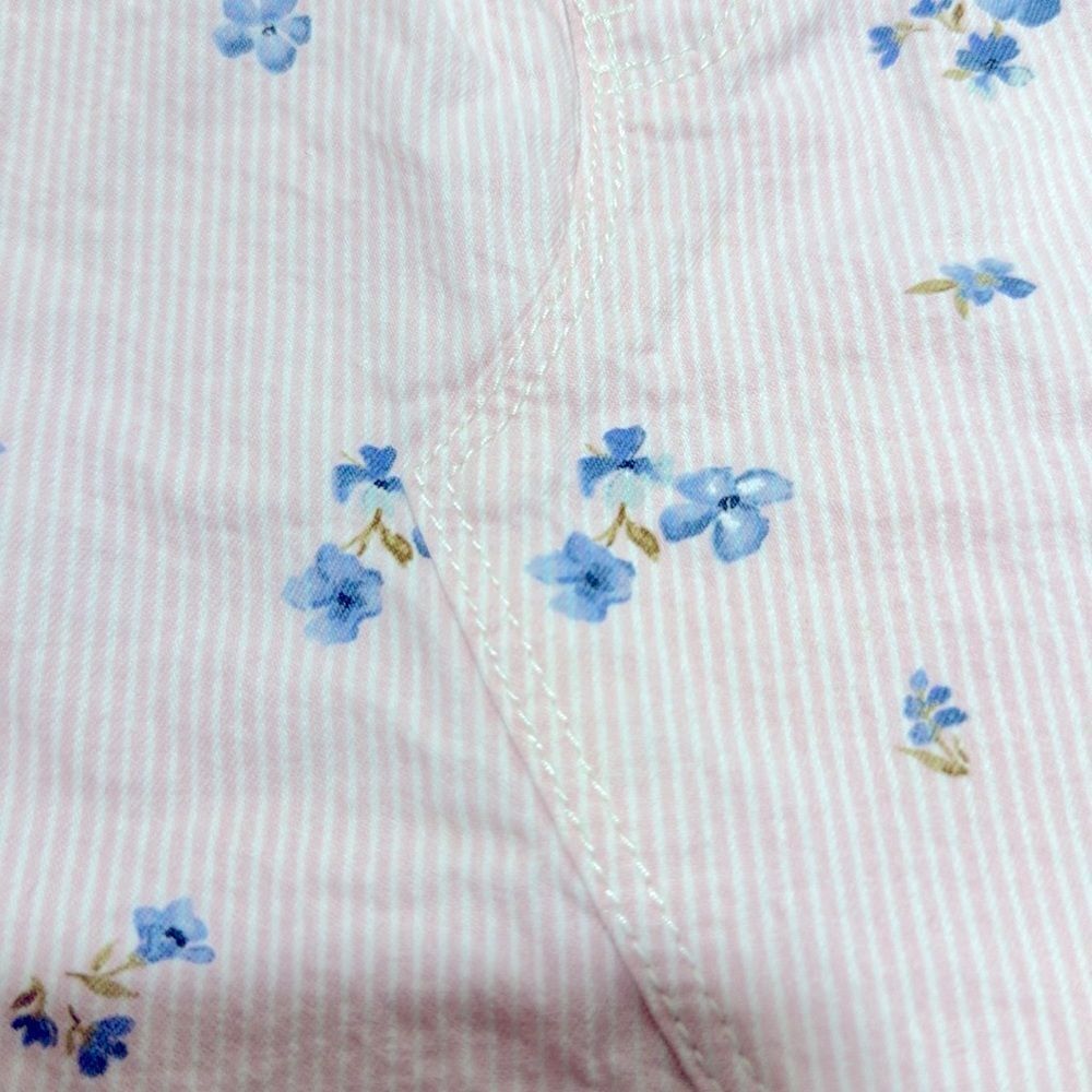 OshKosh B'gosh Baby Pink Pinstriped Watercolor Floral Print Overalls Dress - Picture 5 of 8